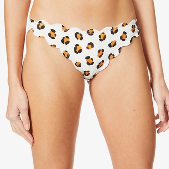 Marysia Leopard Antibes Scalloped-trim Bikini Bottom - Picture 1 of 7